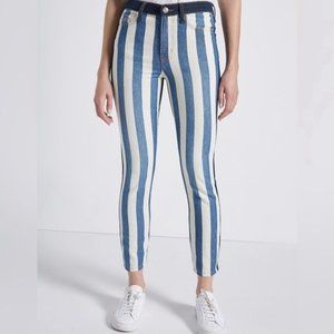 Current/Elliott Striped High Waist The Stiletto Skinny Jeans Womens Size 26 NWT
